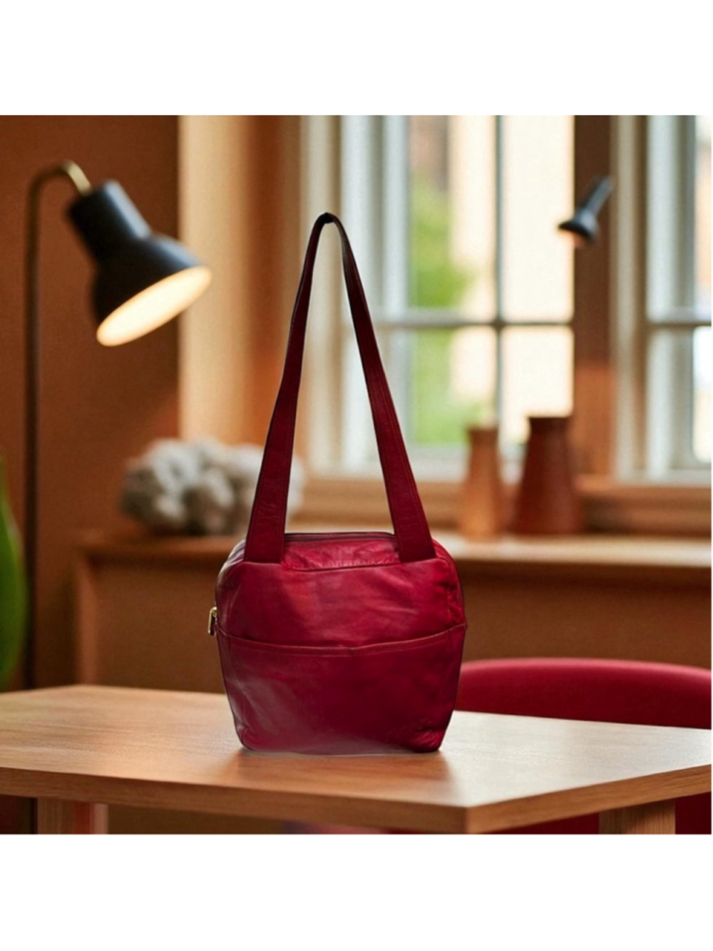 Loewe Red LambskinLeather Tote Bag